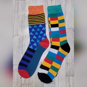 🤡 2 Pair Novelty Geometric Art Design Socks
